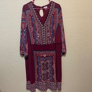 Avenue Maroon Paisley Midi Dress 26/28